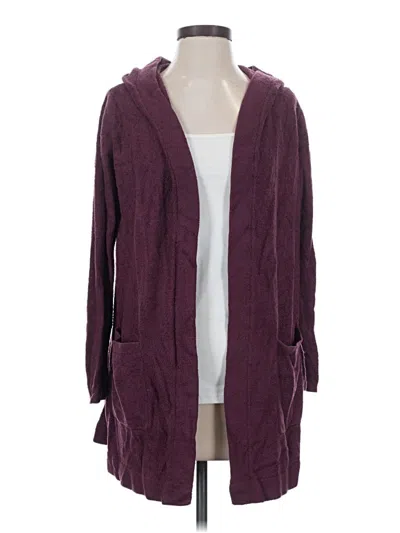 Pre-owned Barefoot Dreams Cozychic Lite Cardigan Sweater In Burgundy