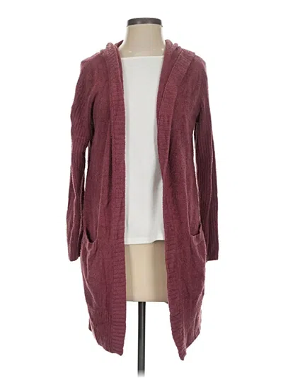 Pre-owned Barefoot Dreams Cozychic Lite Cardigan Sweater In Burgundy