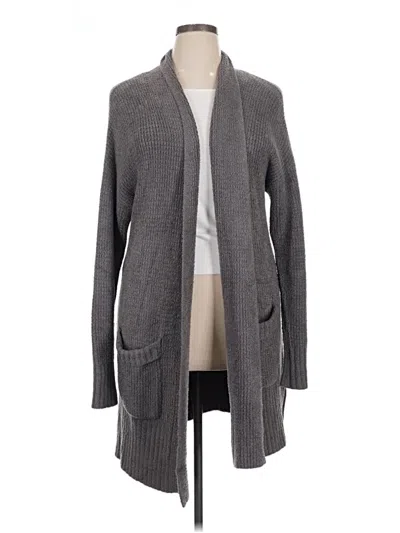 Pre-owned Barefoot Dreams Cozychic Lite Cardigan Sweater In Gray