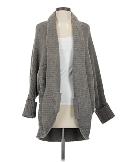 Pre-owned Barefoot Dreams Cozychic Lite Cardigan Sweater In Gray