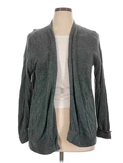 Pre-owned Barefoot Dreams Cozychic Lite Cardigan Sweater In Gray