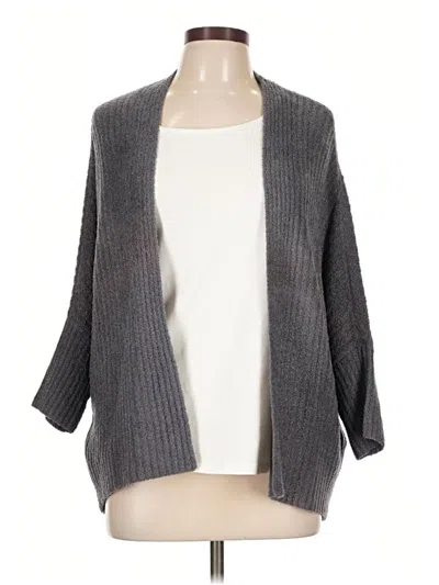 Pre-owned Barefoot Dreams Cozychic Lite Cardigan Sweater In Gray