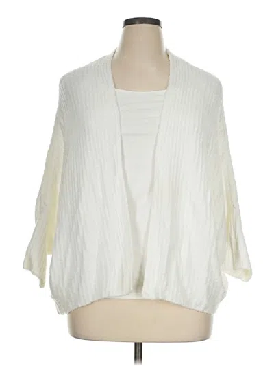 Pre-owned Barefoot Dreams Cozychic Lite Cardigan Sweater In Ivory