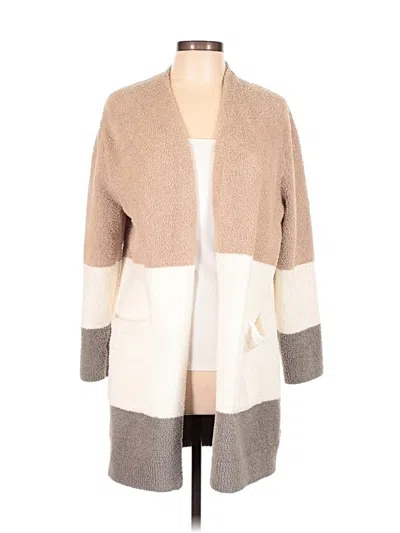 Pre-owned Barefoot Dreams Cozychic Lite Cardigan Sweater In Tan