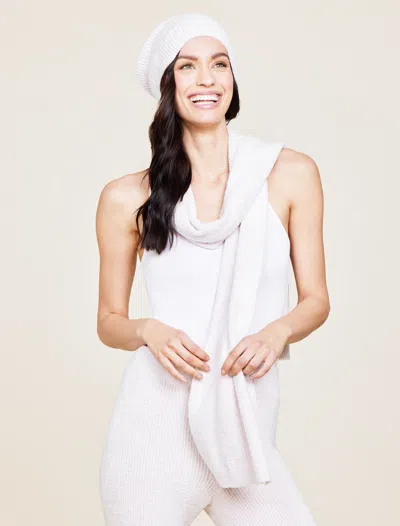 Barefoot Dreams Cozychic Lite® Contrast Ribbed Beanie In White