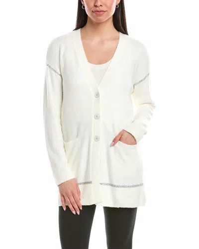 Barefoot Dreams Cozychic Lite Contrast Stitch Cardigan In Neutral