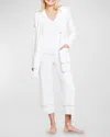 Barefoot Dreams Cozychic Lite Contrast-stitch Cardigan In Pearl-carbon