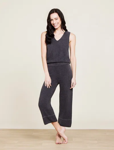 Barefoot Dreams Cozychic Lite® Contrast Stitch Cropped Pant In Carbon / Pearl
