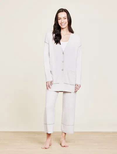 Barefoot Dreams Cozychic Lite® Contrast Stitch Cropped Pant In Silver / Carbon