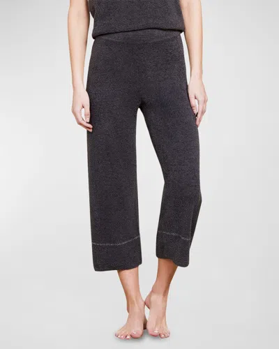 Barefoot Dreams Cozychic Lite Contrast-stitch Cropped Pants In Carbon-pearl