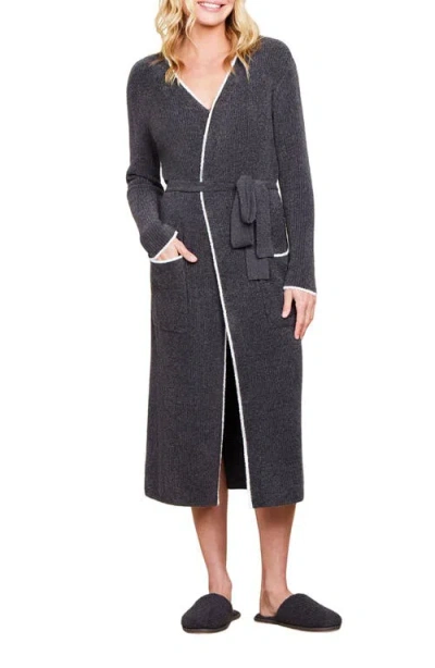 Barefoot Dreams Cozychic Lite Ribbed Midi Robe In Carbon/pearl