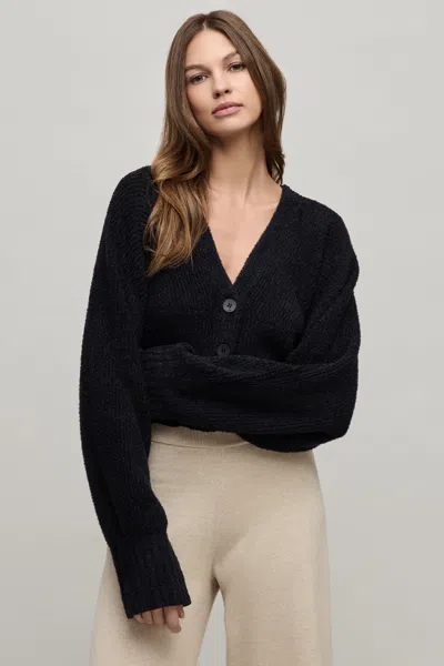 Barefoot Dreams Cozychic Lite® Cotton Ribbed Button Front Cardigan In Black