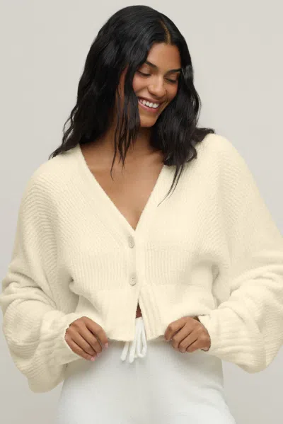 Barefoot Dreams Cozychic Lite® Cotton Ribbed Button Front Cardigan In Daffodil