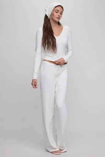 Barefoot Dreams Cozychic Lite® Ela Low Rise Knit Pant In White
