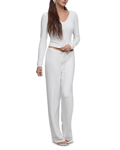 Barefoot Dreams Cozychic Lite Ela Low Rise Knit Pants In Pearl