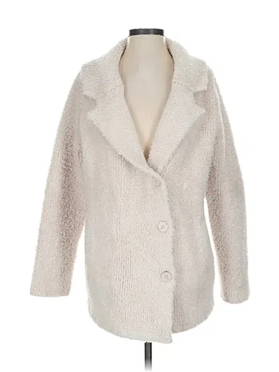 Pre-owned Barefoot Dreams Cozychic Lite Faux Fur Jacket In White