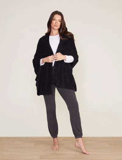 Barefoot Dreams Cozychic Lite® Heathered Travel Shawl In Black