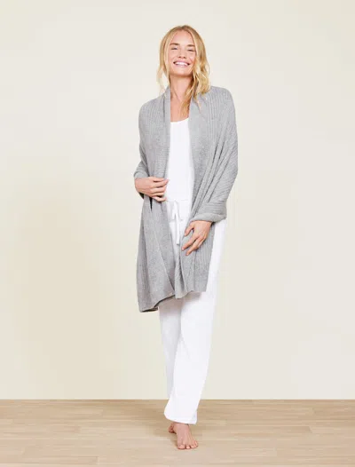 Barefoot Dreams Cozychic Lite® Heathered Travel Shawl In Dove Gray