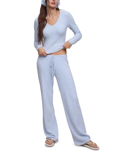 Barefoot Dreams Cozychic Lite Kit V Neck Sweater In Blue