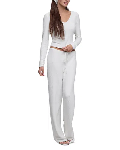Barefoot Dreams Cozychic Lite Kit V Neck Sweater In White