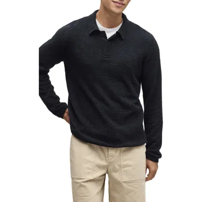 Barefoot Dreams Cozychic® Lite Long Sleeve Polo Shirt In Black