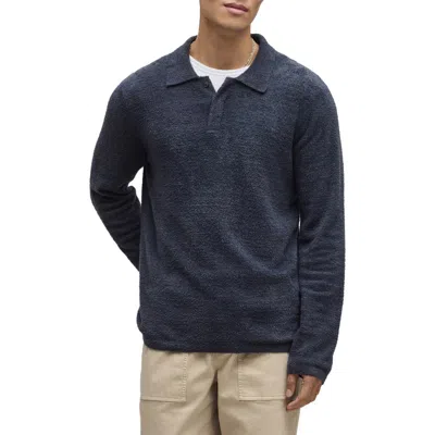 Barefoot Dreams Cozychic® Lite Long Sleeve Polo Shirt In Blue