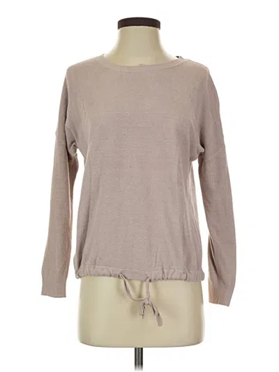 Pre-owned Barefoot Dreams Cozychic Lite Long Sleeve T-shirt In Tan