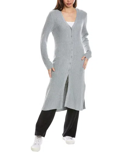 Barefoot Dreams Cozychic Lite Pointelle Long Cardigan In Gray
