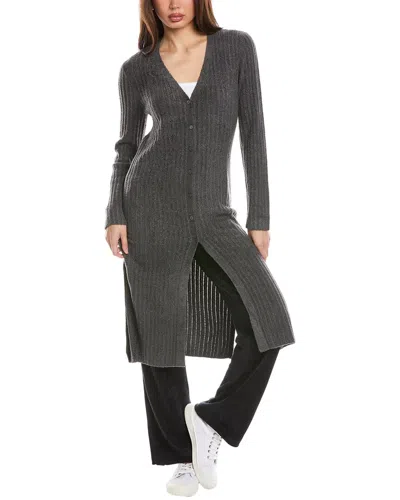 Barefoot Dreams Cozychic Lite Pointelle Long Cardigan In Grey