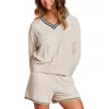 Barefoot Dreams Ccl Pointelle Shorts Sand Dune/deep Juniper In Sand Dune/deep Juniper