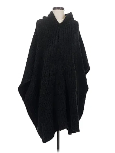 Pre-owned Barefoot Dreams Cozychic Lite Poncho In Black