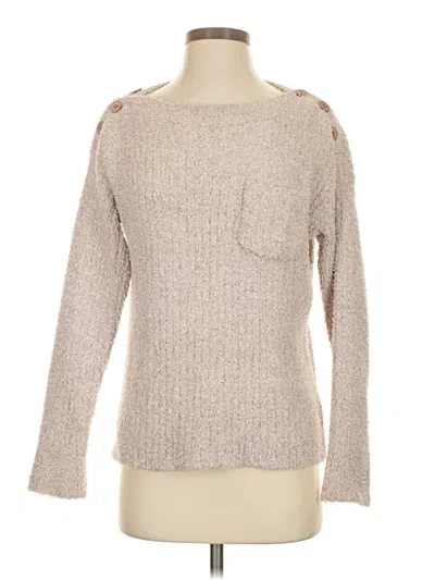 Pre-owned Barefoot Dreams Cozychic Lite Pullover Sweater In Tan
