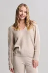 Barefoot Dreams Cozychic Lite® Ribbed V Pullover With Back Tie In Stone