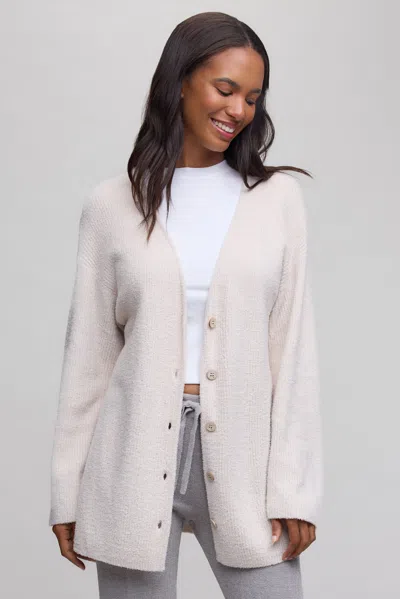 Barefoot Dreams Ribbed Button Front Cardigan In Neutral