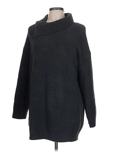 Pre-owned Barefoot Dreams Cozychic Lite Turtleneck Sweater In Black