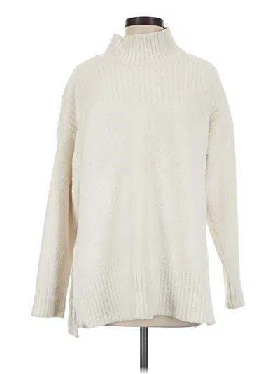 Pre-owned Barefoot Dreams Cozychic Lite Turtleneck Sweater In Ivory