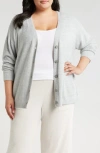Barefoot Dreams ® Cozychic Lite® V-back Cardigan In Heather Moonbeam/pearl