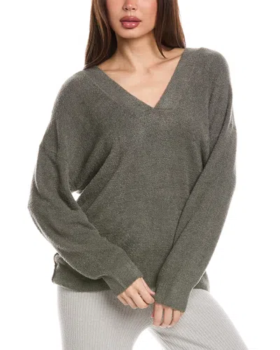 Barefoot Dreams Cozychic Lite V-neck Seamed Pullover In Brown
