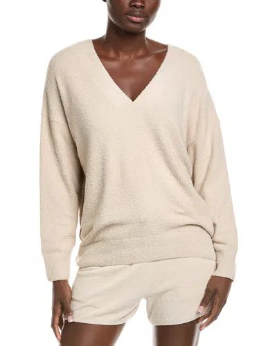 Barefoot Dreams Cozychic Lite V-neck Seamed Pullover In Neutral