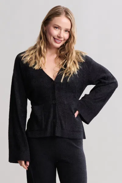 Barefoot Dreams Cozychic Lite® Wide Sleeve Button Front Cardigan In Black
