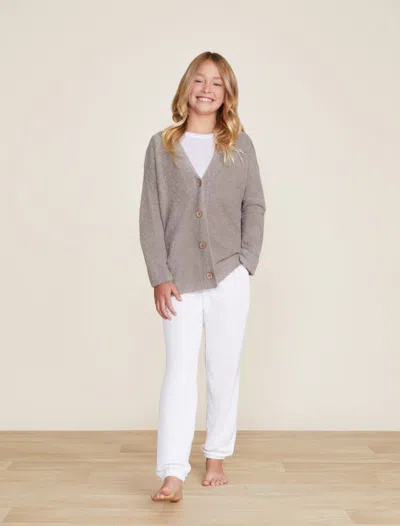 Barefoot Dreams Babies' Cozychic Lite® Youth Cable Button Cardi In Gray