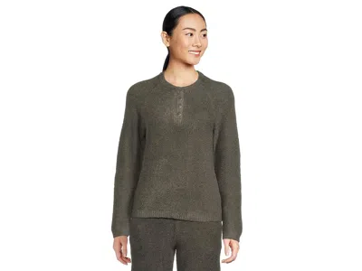 Barefoot Dreams Cozychic Lite(r) Textured Raglan Sleeve Henley In Green
