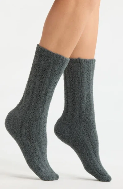 Barefoot Dreams Cozychic® Pointelle Crew Socks In Gray