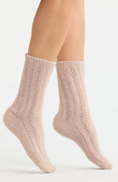 Barefoot Dreams Cozychic® Pointelle Crew Socks In Pink