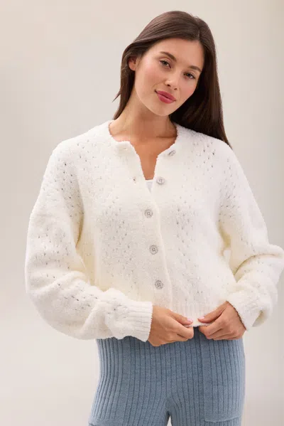 Barefoot Dreams Cozychic® Pointelle Cropped Cardigan In Neutral