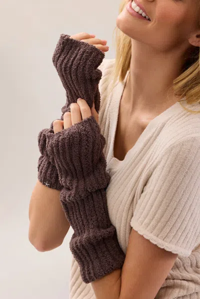Barefoot Dreams Cozychic® Pointelle Fingerless Gloves In Umber