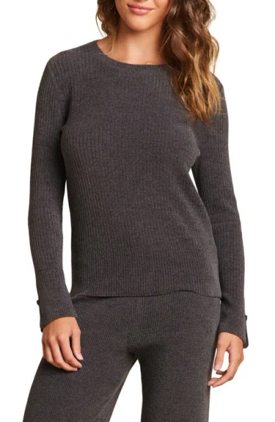 Barefoot Dreams Cozychic® Rib Crewneck Lounge Top In Gray