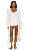 Barefoot Dreams Cozychic Ribbed Hooded Robe In Cream