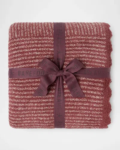 Barefoot Dreams Cozychic Scallop Stripe Throw, 54" X 72" In Red