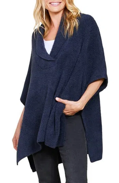 Barefoot Dreams Cozychic Shawl-collar Poncho In Tidewater